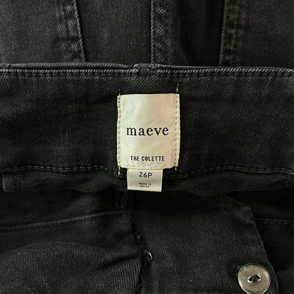 Anthropologie Maeve The Colette Wide Leg Jeans Womens 26P Black High Rise Crop - Picture 5 of 12
